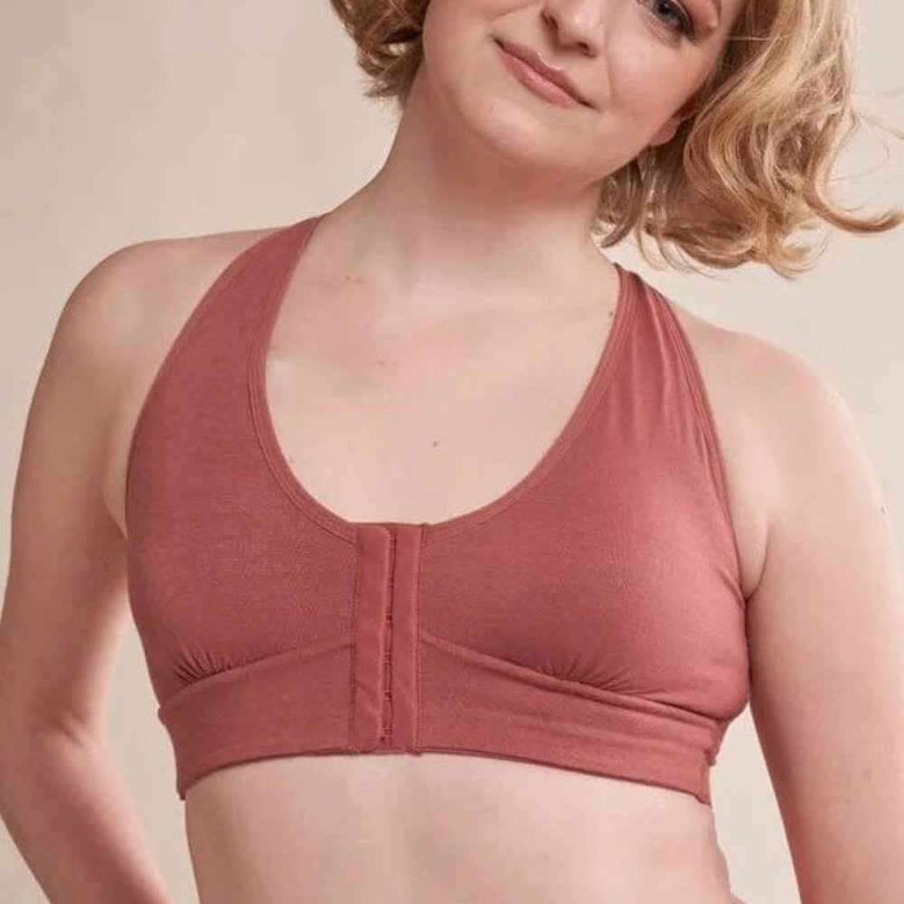 Rora Pocketed Front Closure Bra - Dusty Rose